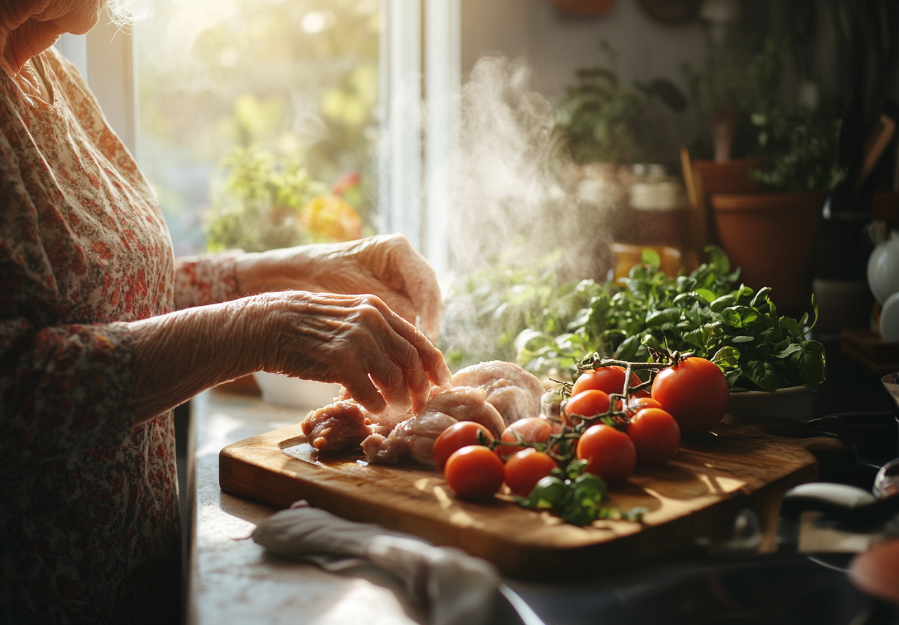 Старше подружжя готує здорову їжу разом